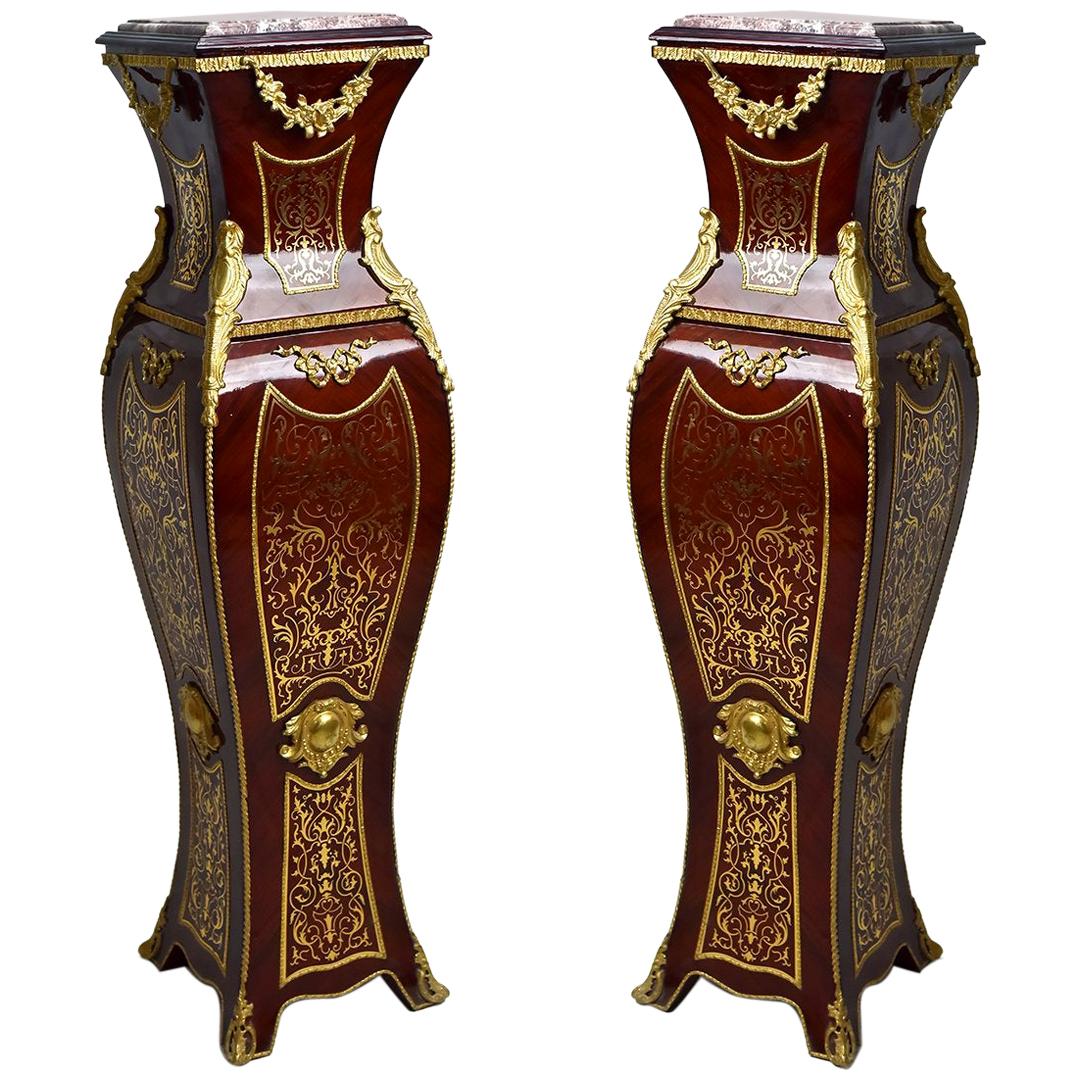 French Louis Style Boulle Pedestal '2 Set', 20th Century For Sale