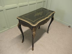 French Louis VX Style Ebonized Games Table with Brass Inlay