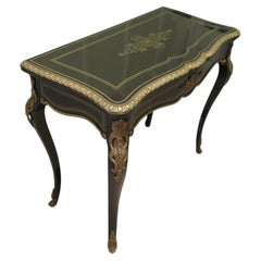 French Louis VX Style Ebonized Games Table with Brass Inlay
