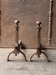 French Louis XIII Andirons or Firedogs, 17th Century Period