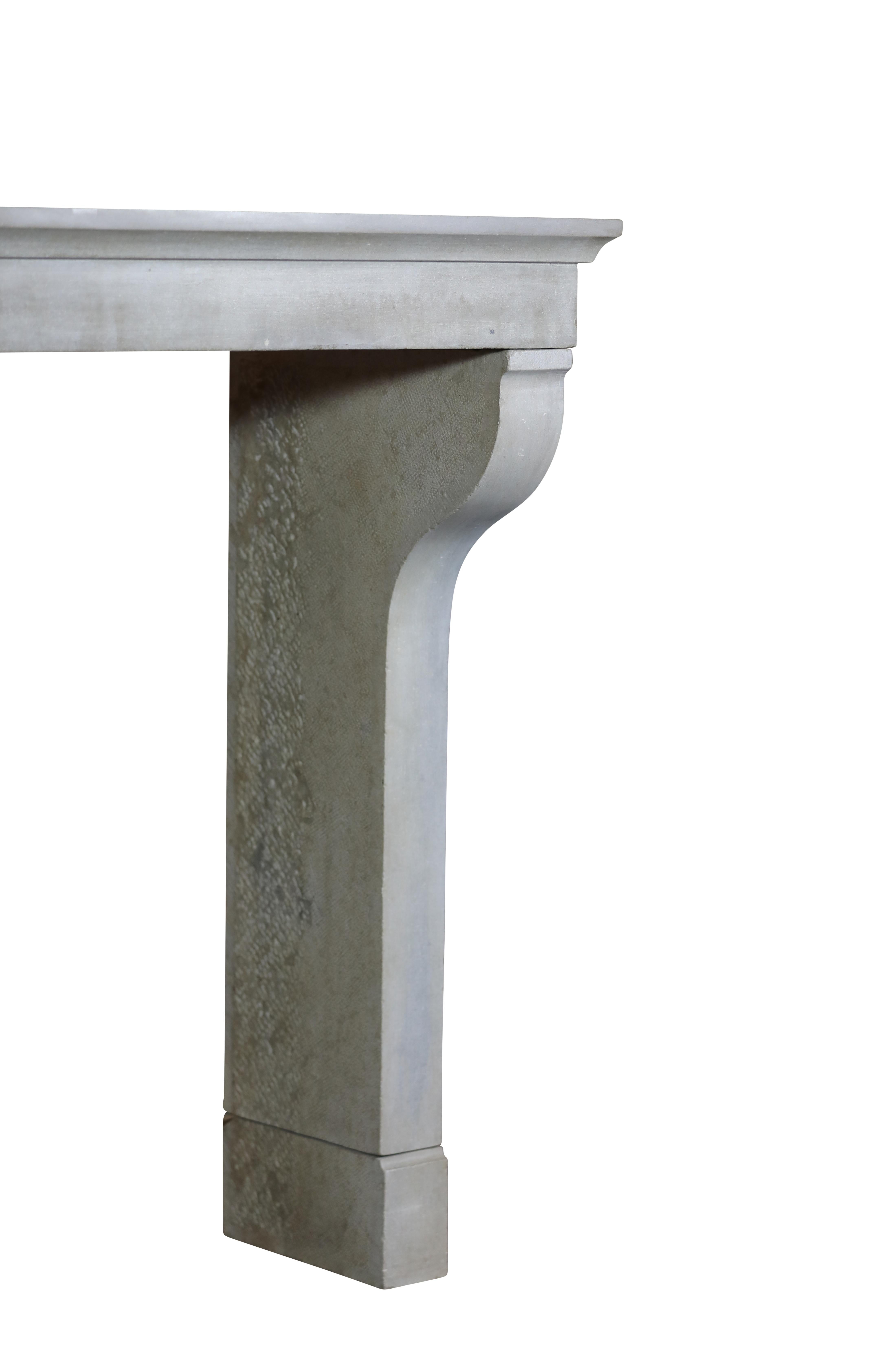 French Louis XIII Country Style Living Limestone Fireplace Mantle For Sale 11