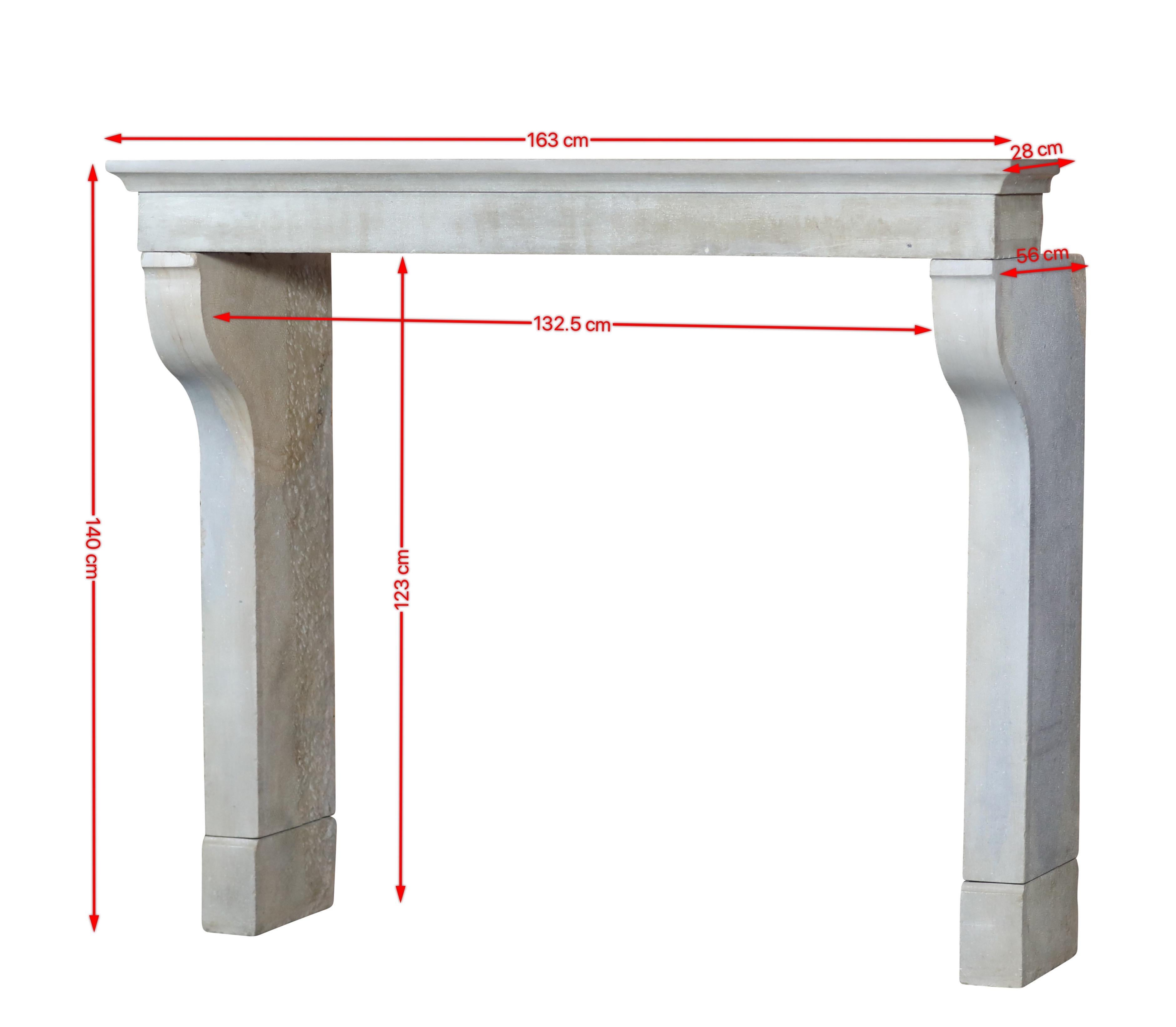 French Louis XIII Country Style Living Limestone Fireplace Mantle For Sale 14