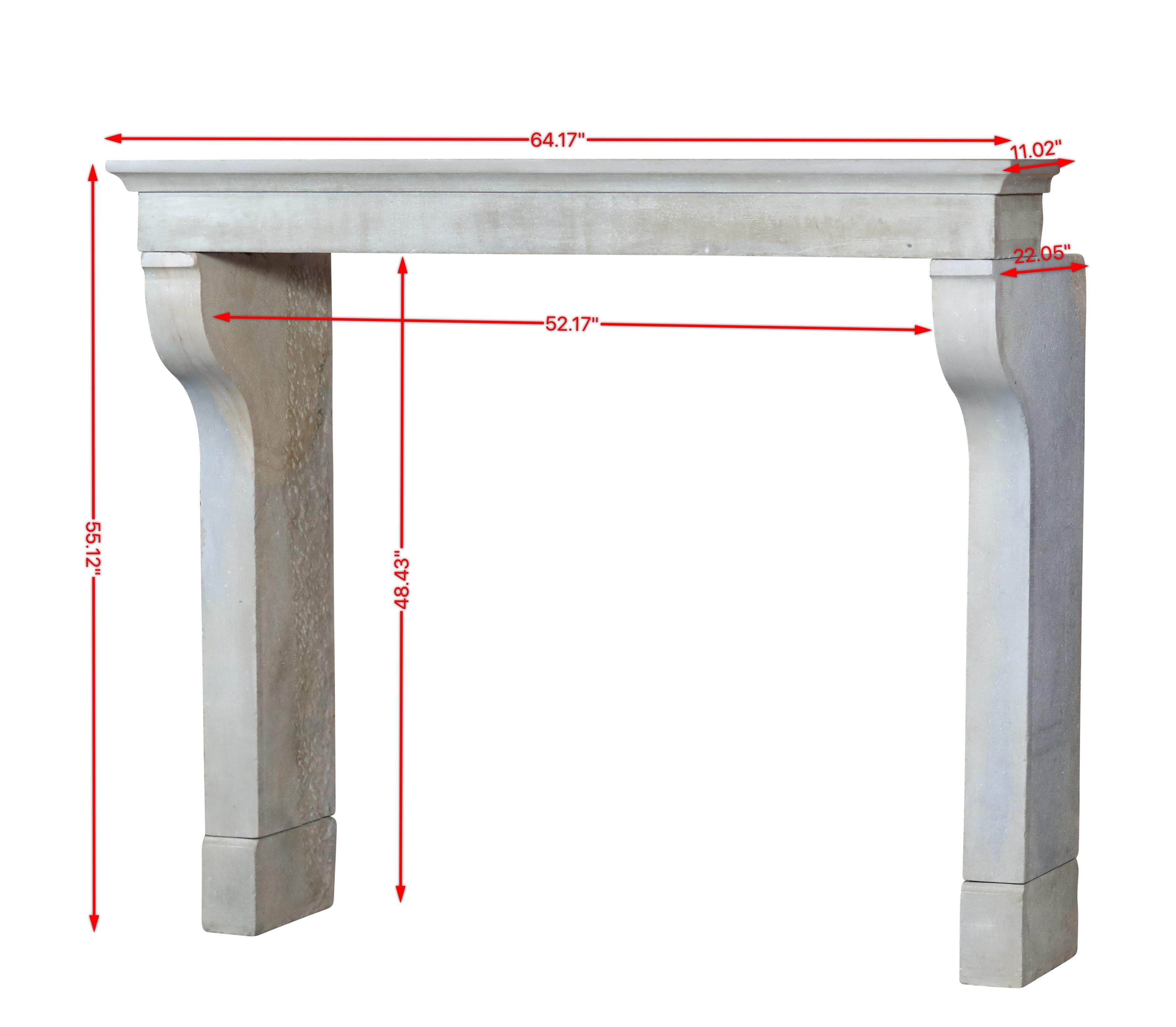 French Louis XIII Country Style Living Limestone Fireplace Mantle For Sale 15