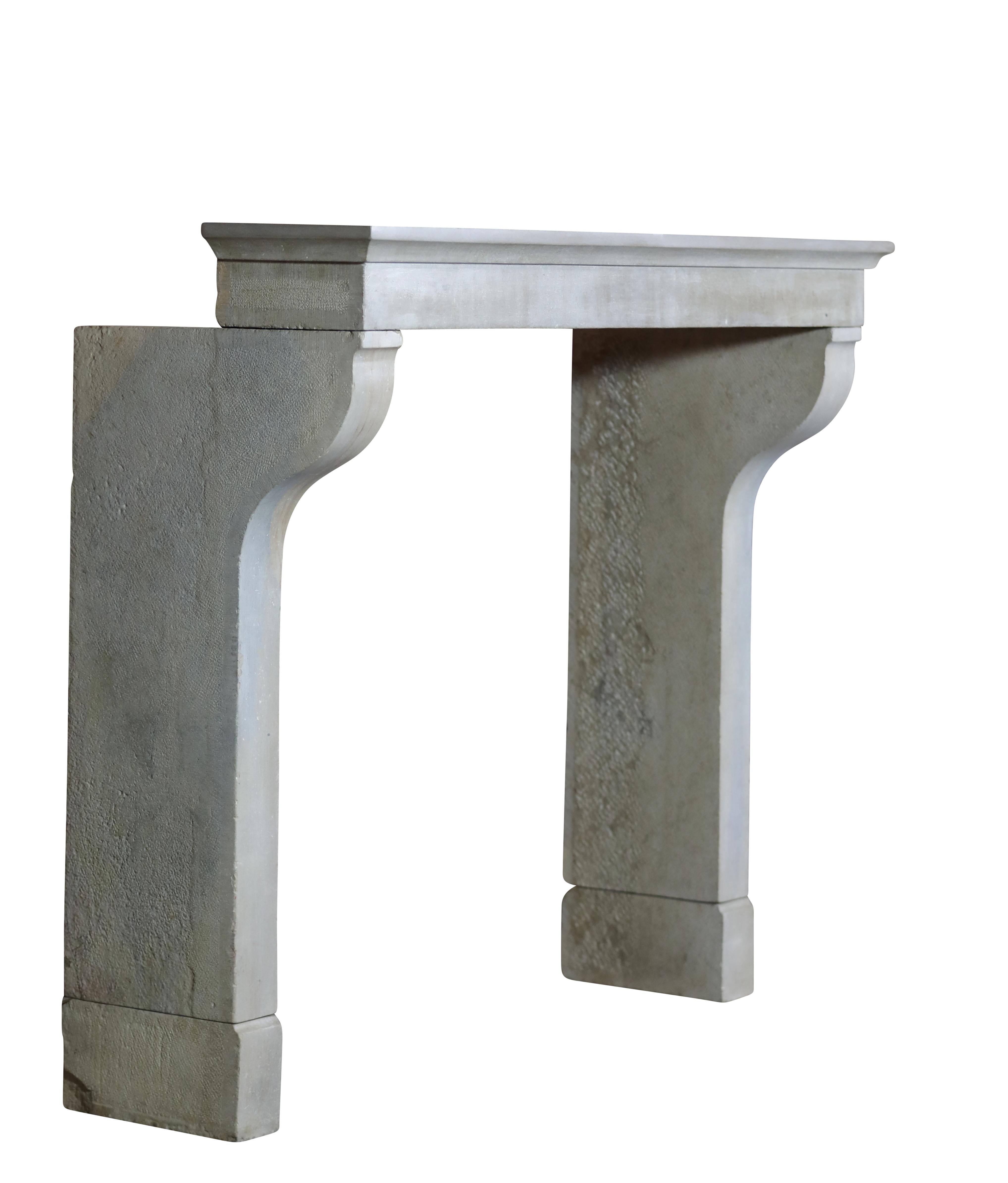 Hand-Carved French Louis XIII Country Style Living Limestone Fireplace Mantle For Sale