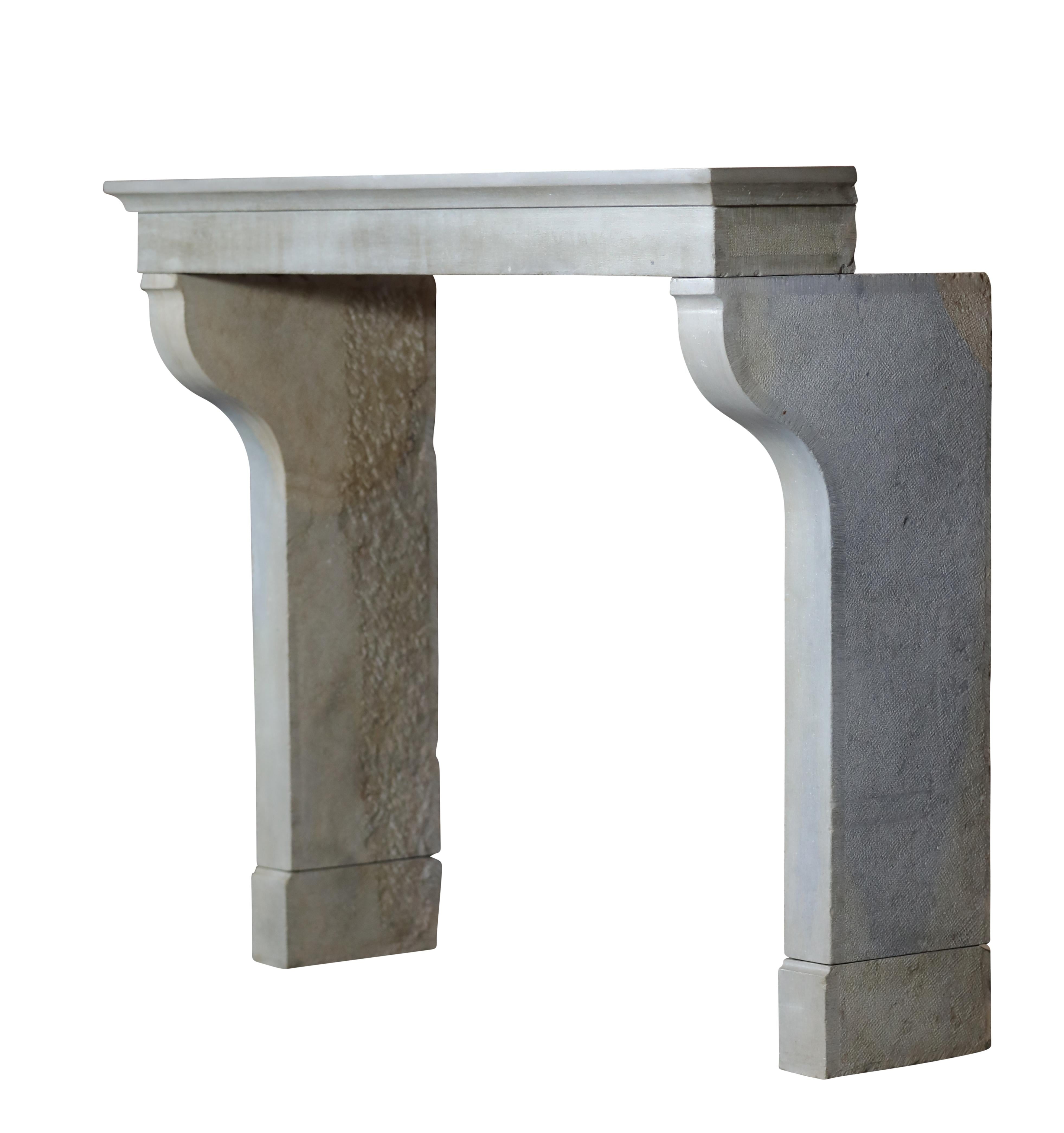 18th Century and Earlier French Louis XIII Country Style Living Limestone Fireplace Mantle For Sale