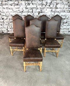 French Louis XIII High Back Dining Chairs - Set of 8