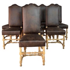 French Louis XIII High Back Dining Chairs - Set of 8