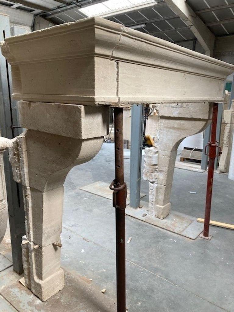 19th Century French Louis XIII Limestone Fireplace Mantel For Sale