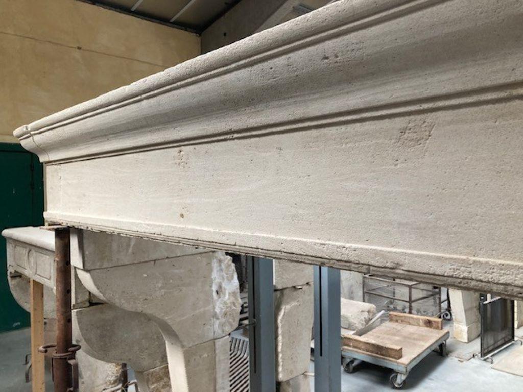 French Louis XIII Limestone Fireplace Mantel For Sale 2