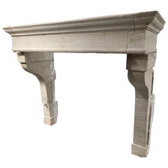 Antique French Louis XIII Limestone Fireplace Mantel