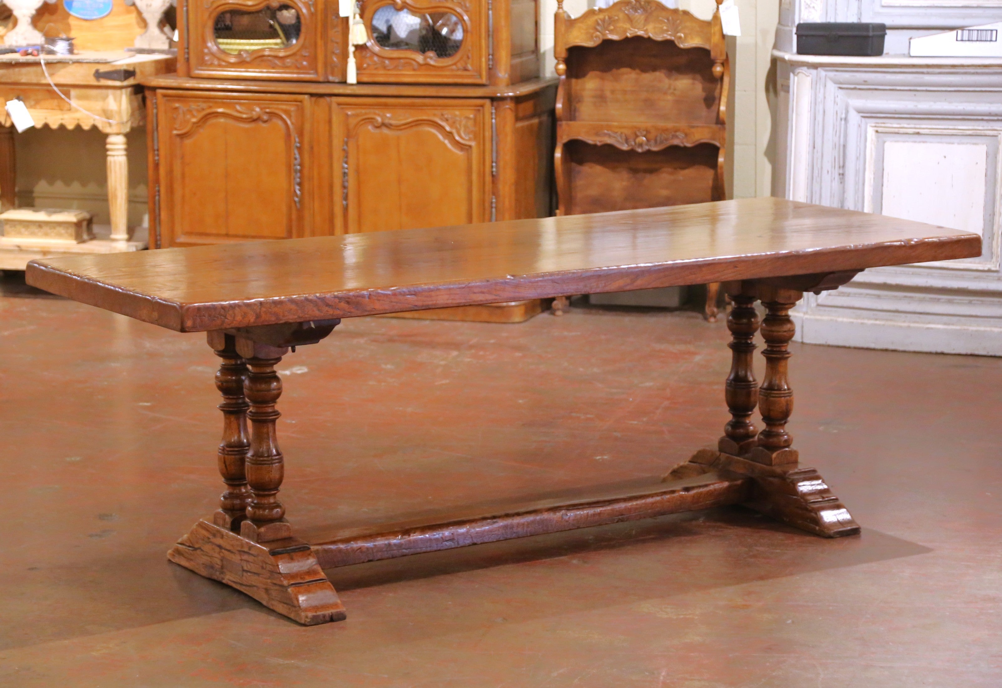 French Louis XIII Oak and Chestnut Monastery Dining Table from The Pyrenees For Sale
