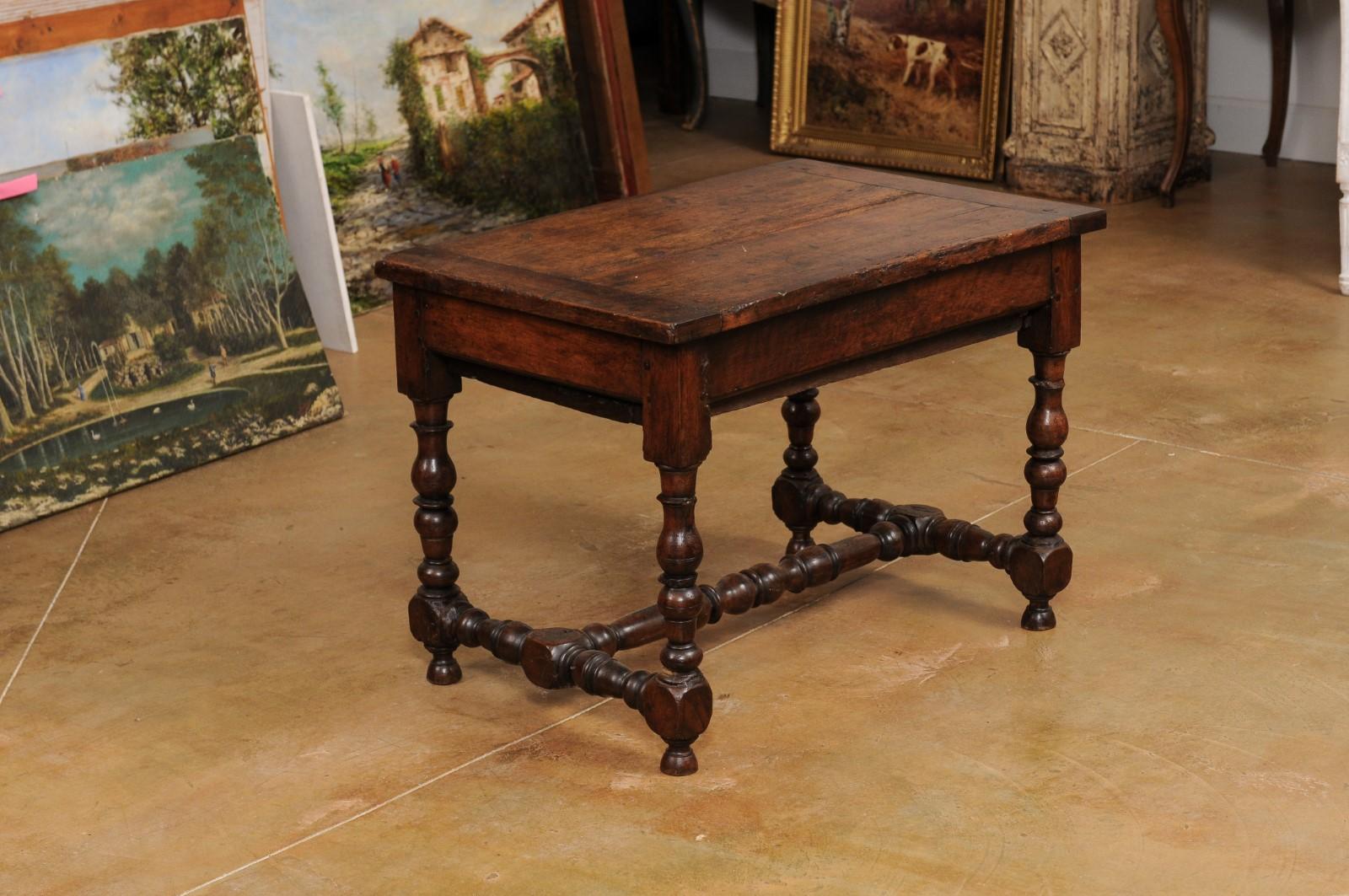 French Louis XIII Period 1630s Walnut Low Side Table with Turned Baluster Legs 6