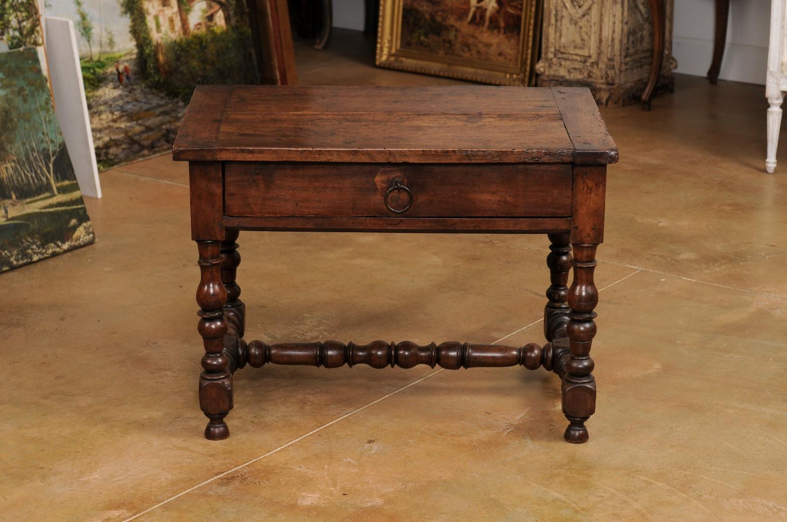 French Louis XIII Period 1630s Walnut Low Side Table with Turned Baluster Legs 8
