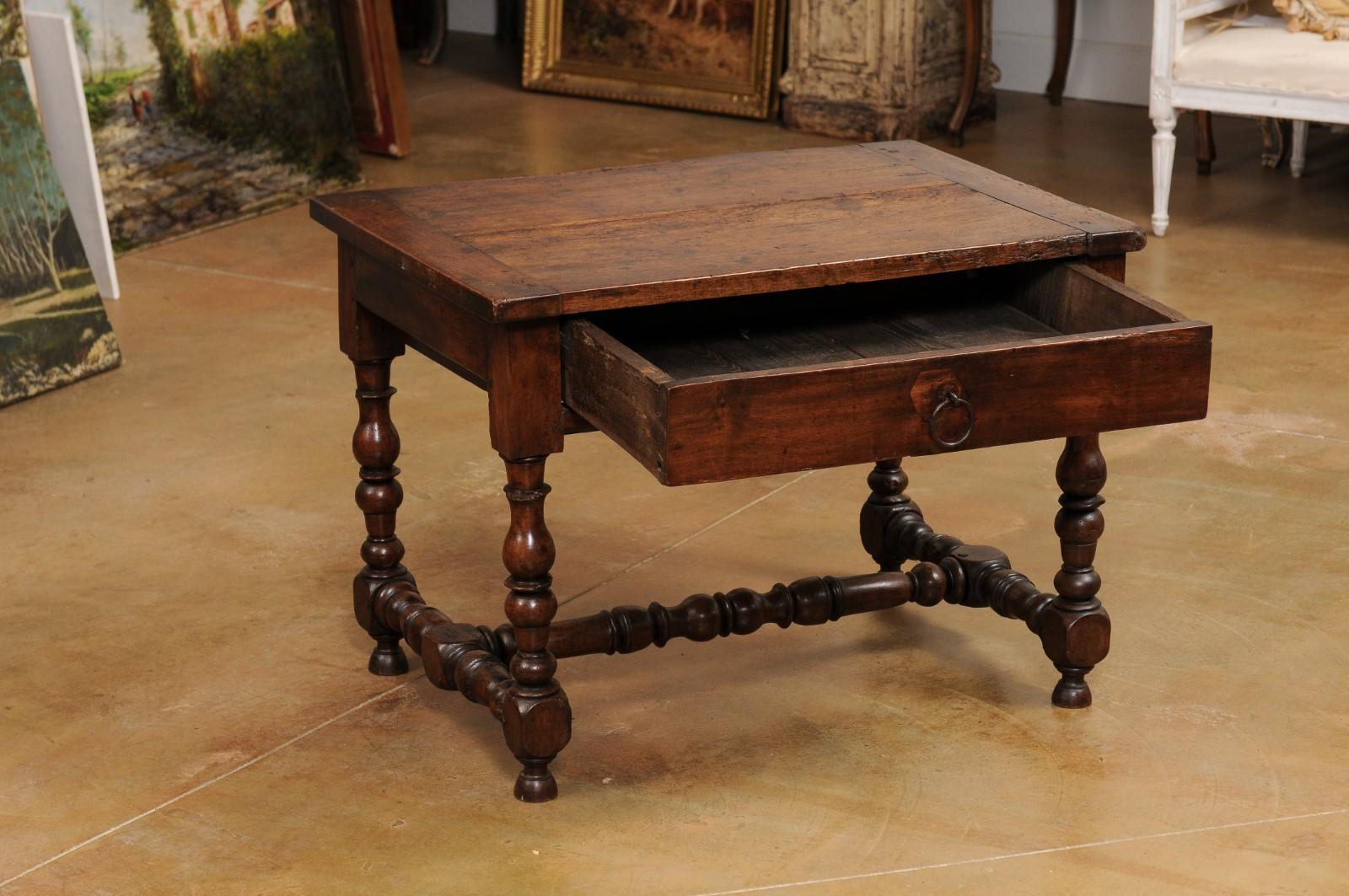 French Louis XIII Period 1630s Walnut Low Side Table with Turned Baluster Legs 2
