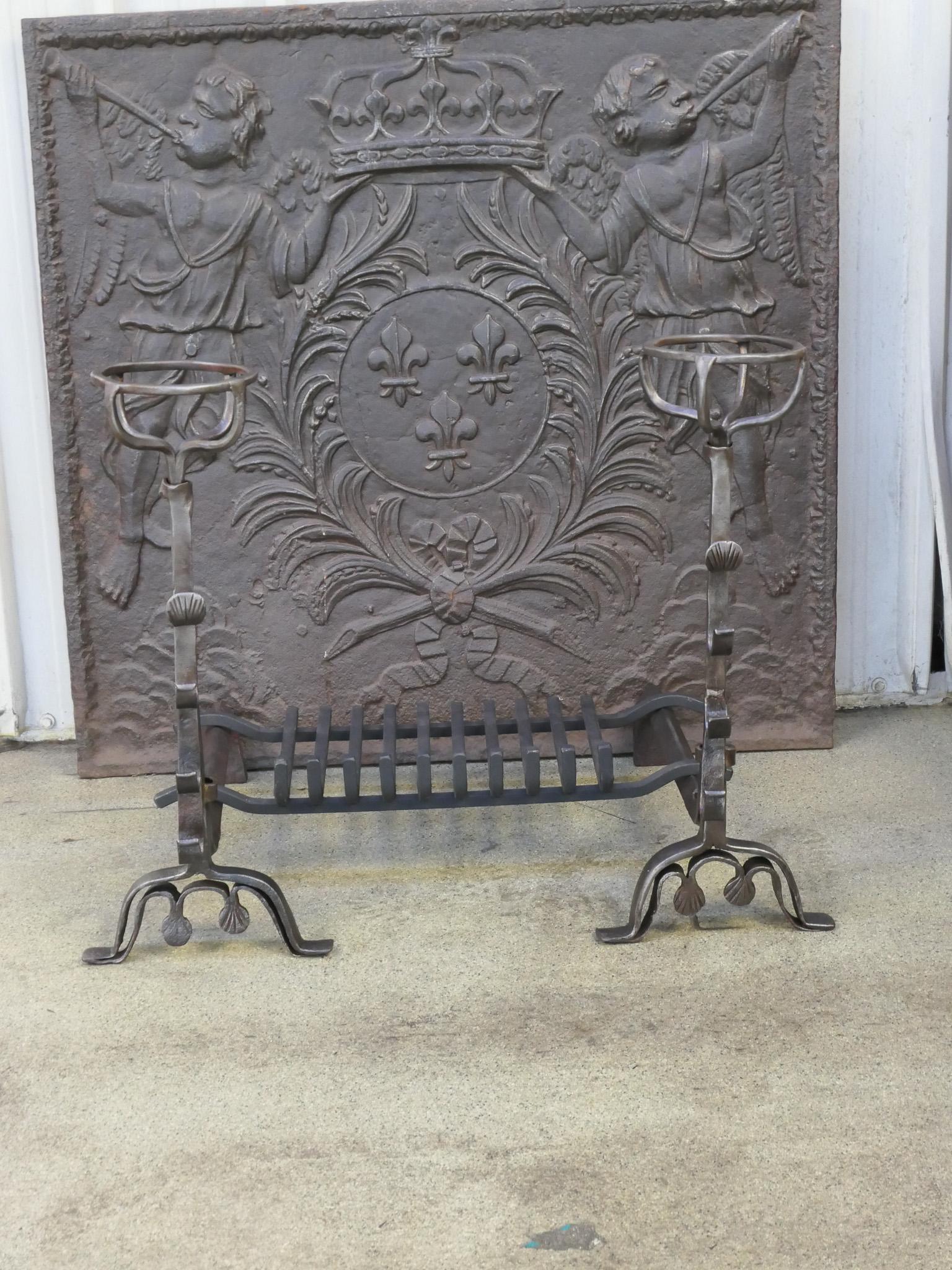 Forged French Louis XIII Period Fireplace Grate or Fire Basket, 17th Century For Sale