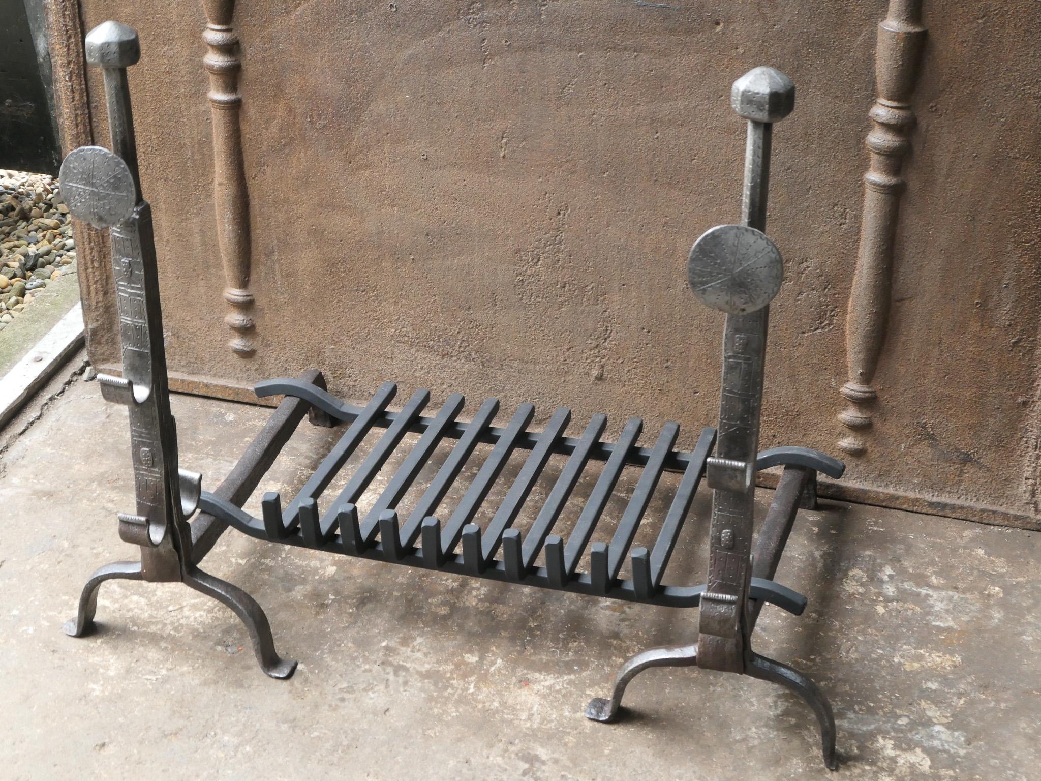 18th Century and Earlier French Louis XIII Period Fireplace Grate or Fire Basket, 17th Century For Sale