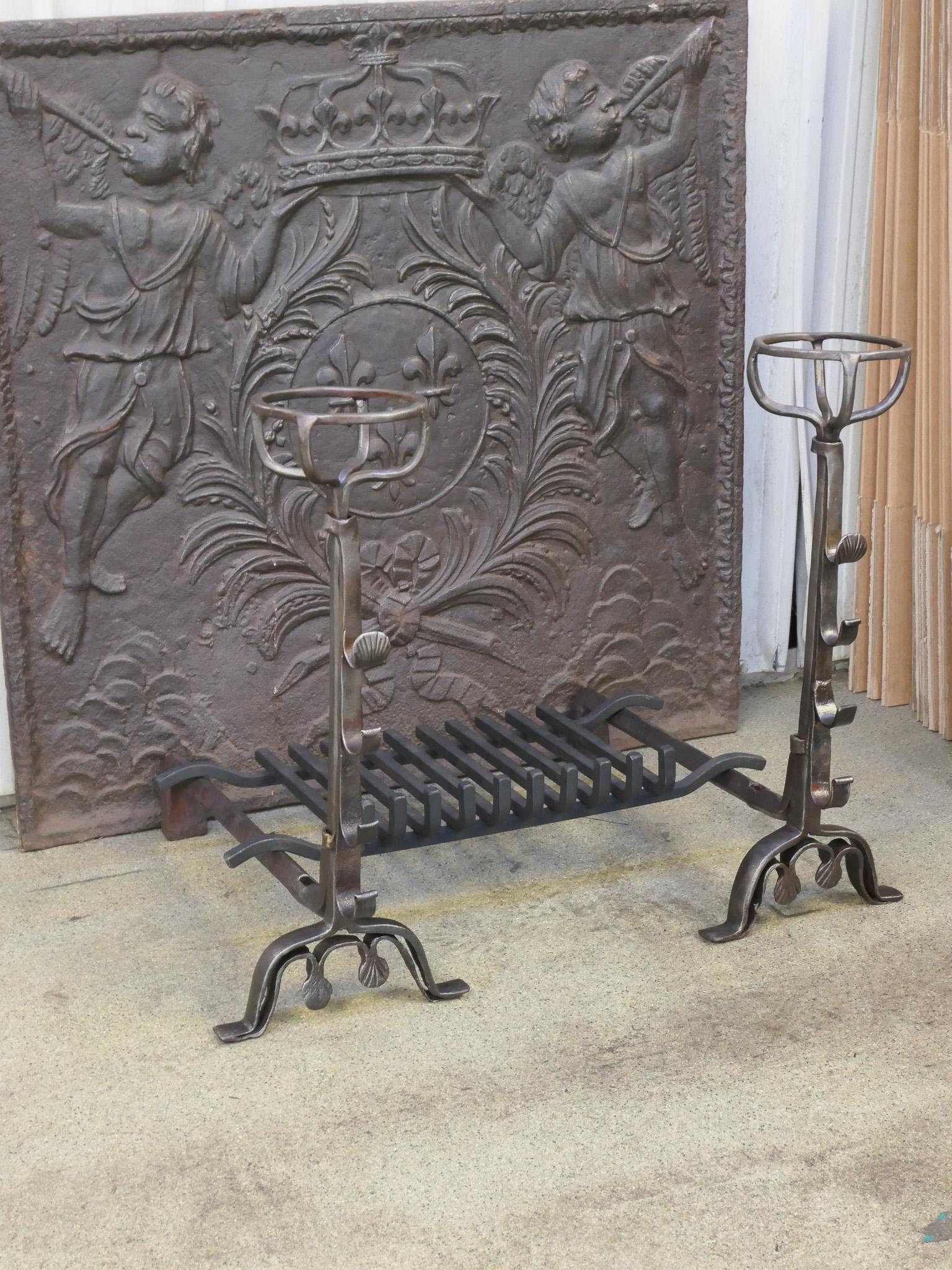 18th Century and Earlier French Louis XIII Period Fireplace Grate or Fire Basket, 17th Century For Sale