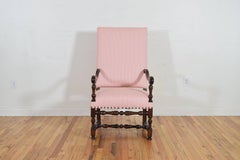 French Louis XIII Period Turned and Shaped Walnut Fauteuil, 18th Century