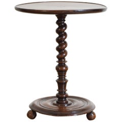 Antique French Louis XIII Period Turned Walnut Candlestand Table, Early 18th Century