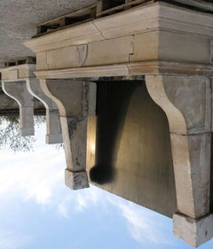 French Louis XIII "Salmon" Fireplace Hand-Carved in Limestone from France.