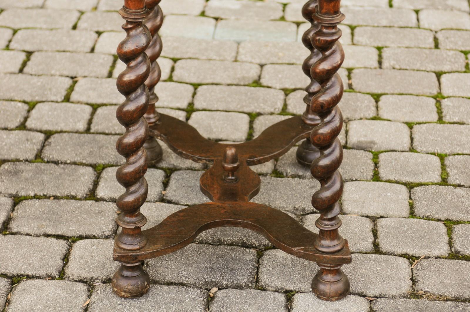 French Louis XIII Style 1870s Walnut Table with Barley Twist Base and Drawer 5