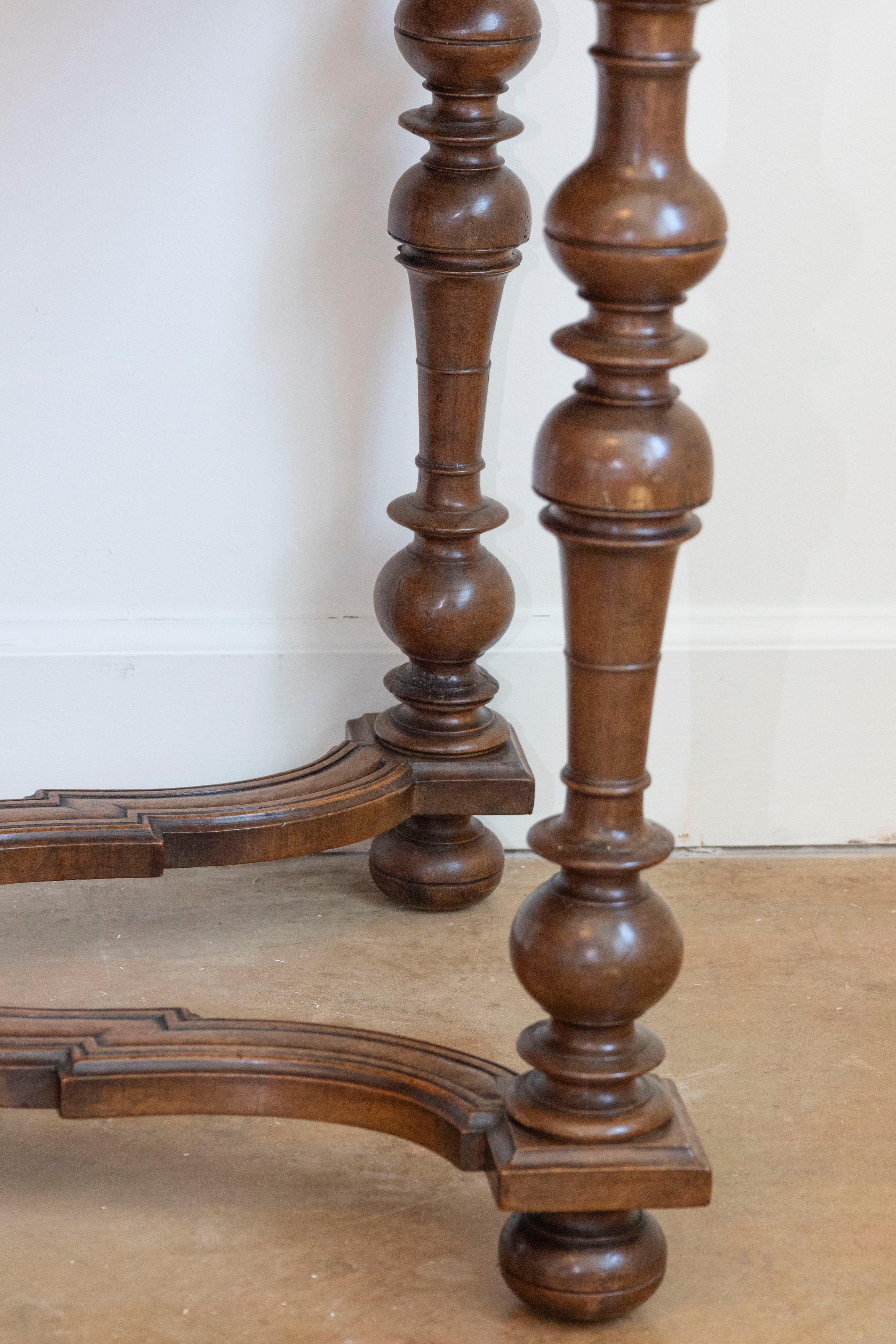 Iron French Louis XIII Style 1890s Walnut Side Table with Curving X-Form Stretcher