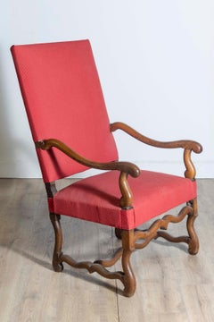 French Louis XIII Style 19th Century Walnut Fauteuil with Os de Mouton Base