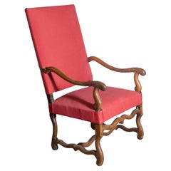 French Louis XIII Style 19th Century Walnut Fauteuil with Os de Mouton Base