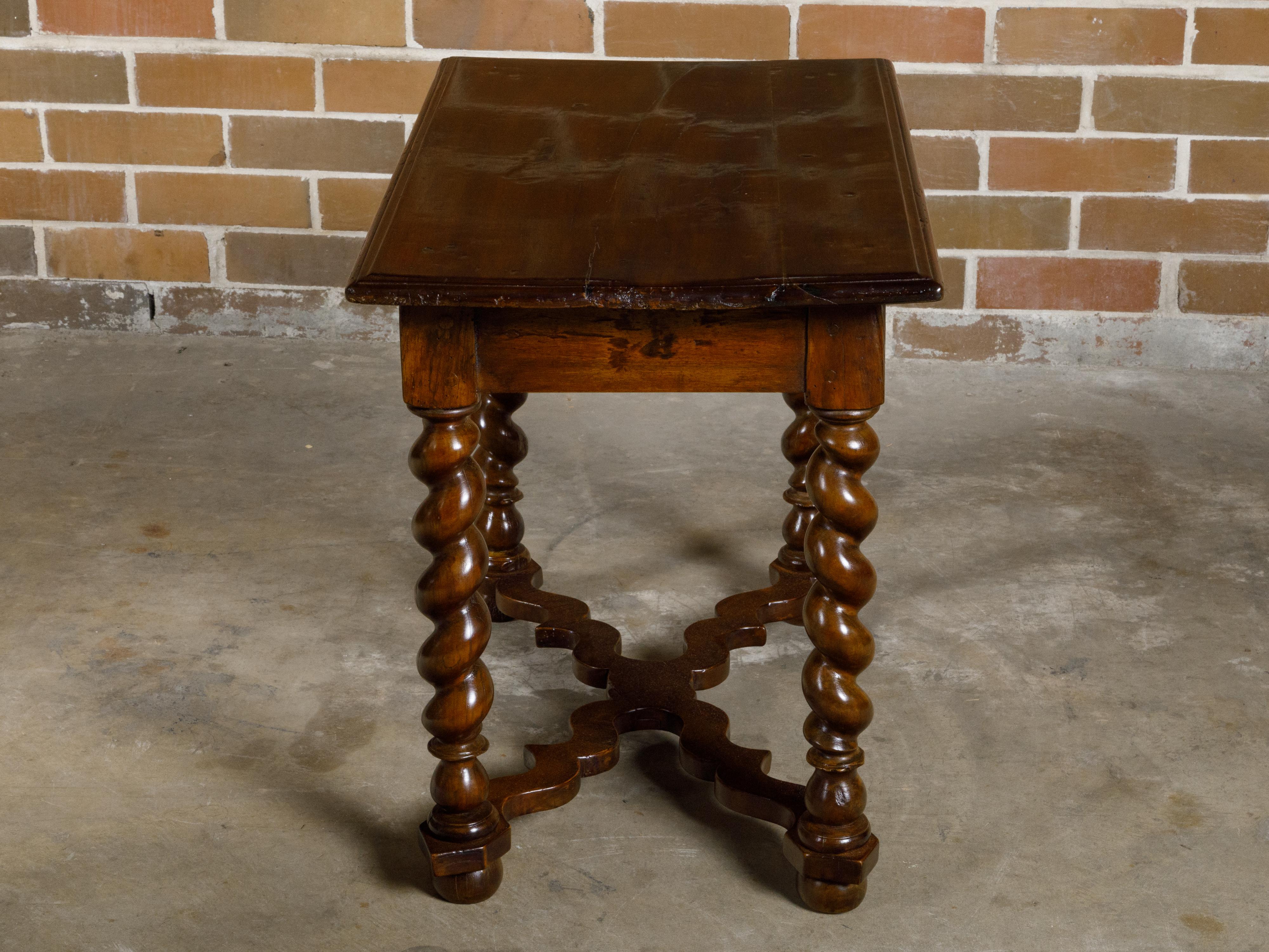 French Louis XIII Style 19th Century Walnut Side Table with Barley Twist Base For Sale 8
