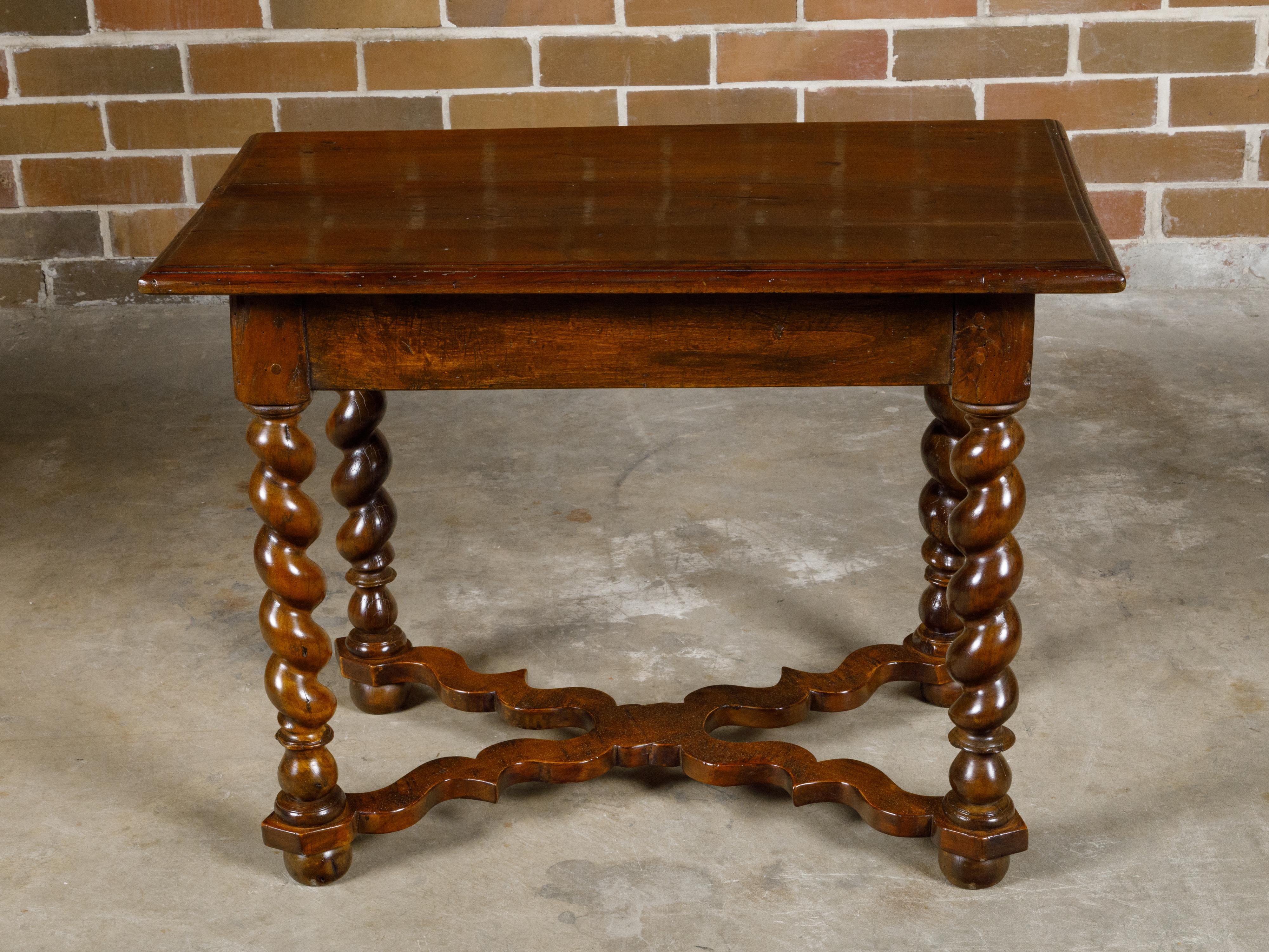 French Louis XIII Style 19th Century Walnut Side Table with Barley Twist Base For Sale 9