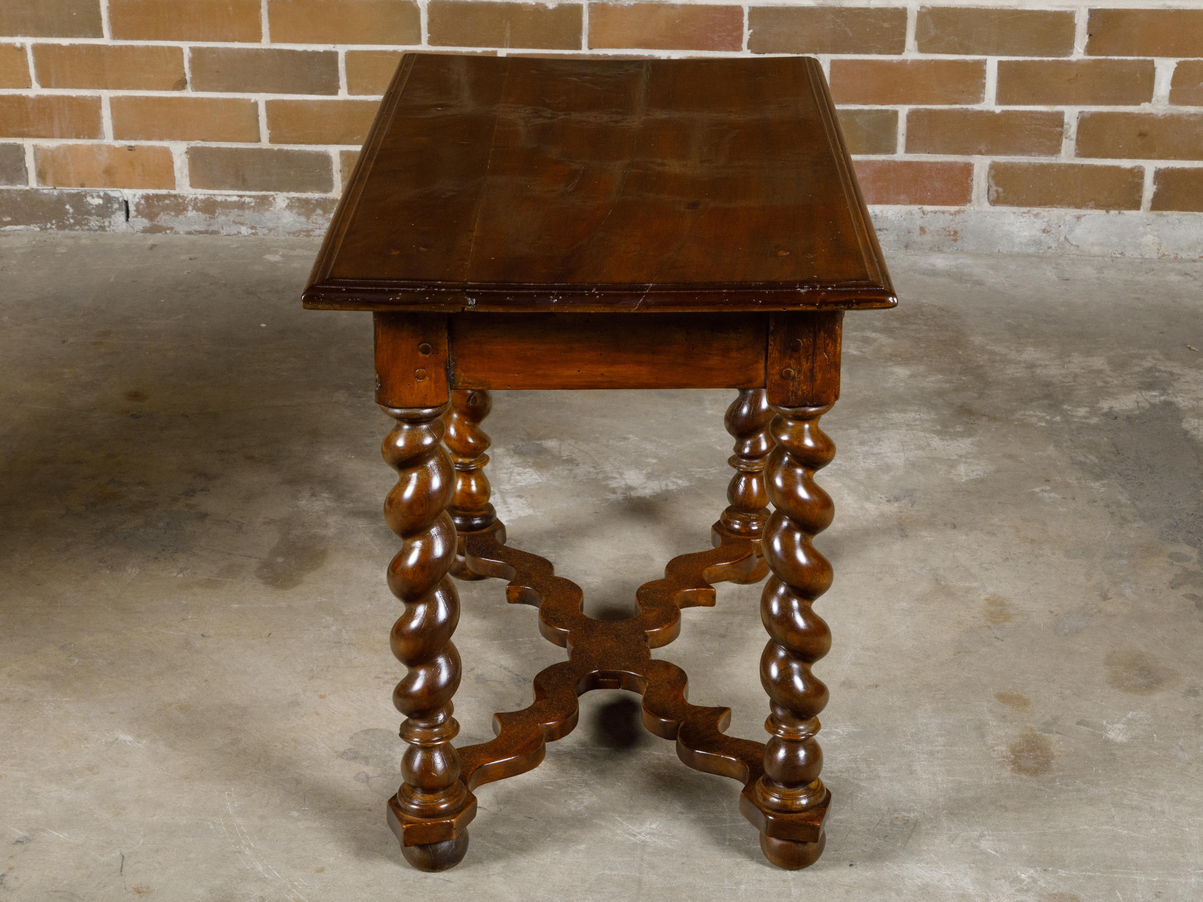 French Louis XIII Style 19th Century Walnut Side Table with Barley Twist Base For Sale 10