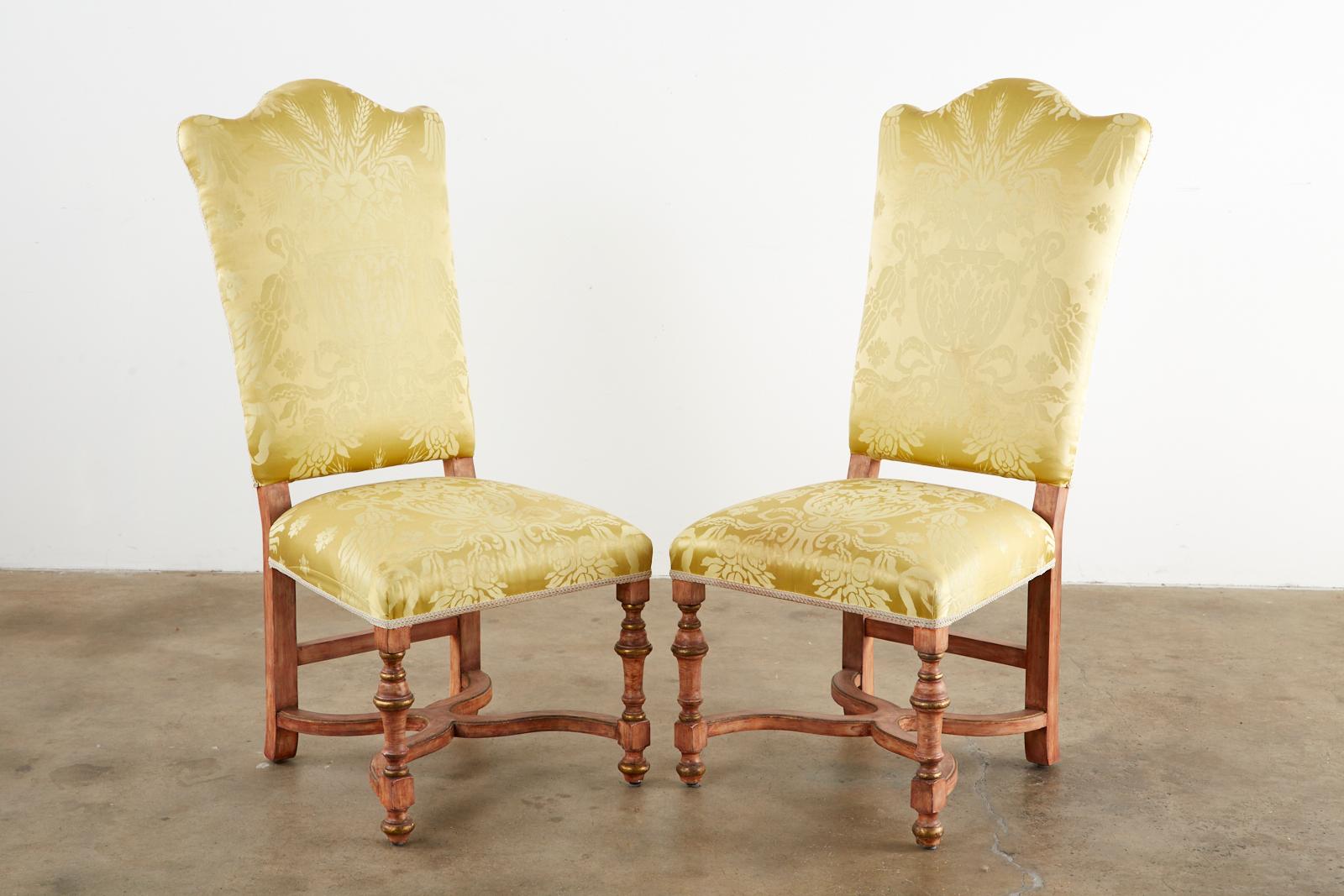 20th Century French Louis XIII Style Dining Chairs, Eighteen Available
