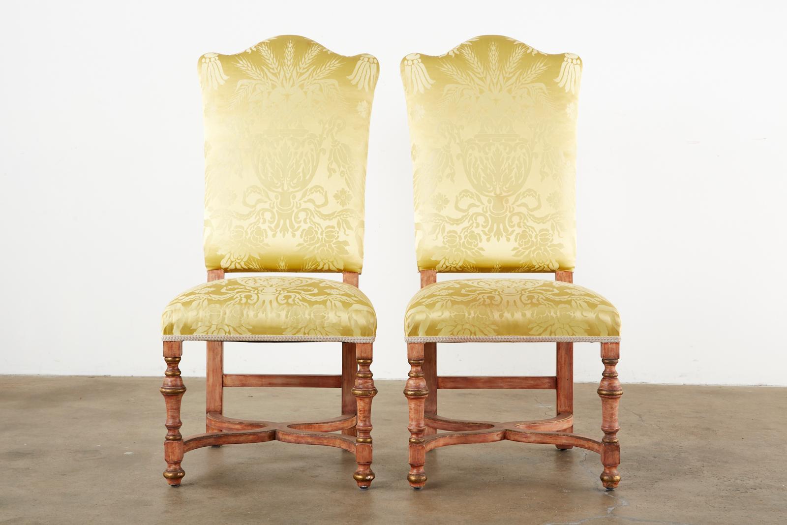 Wood French Louis XIII Style Dining Chairs, Eighteen Available