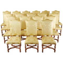 French Louis XIII Style Dining Chairs, Eighteen Available