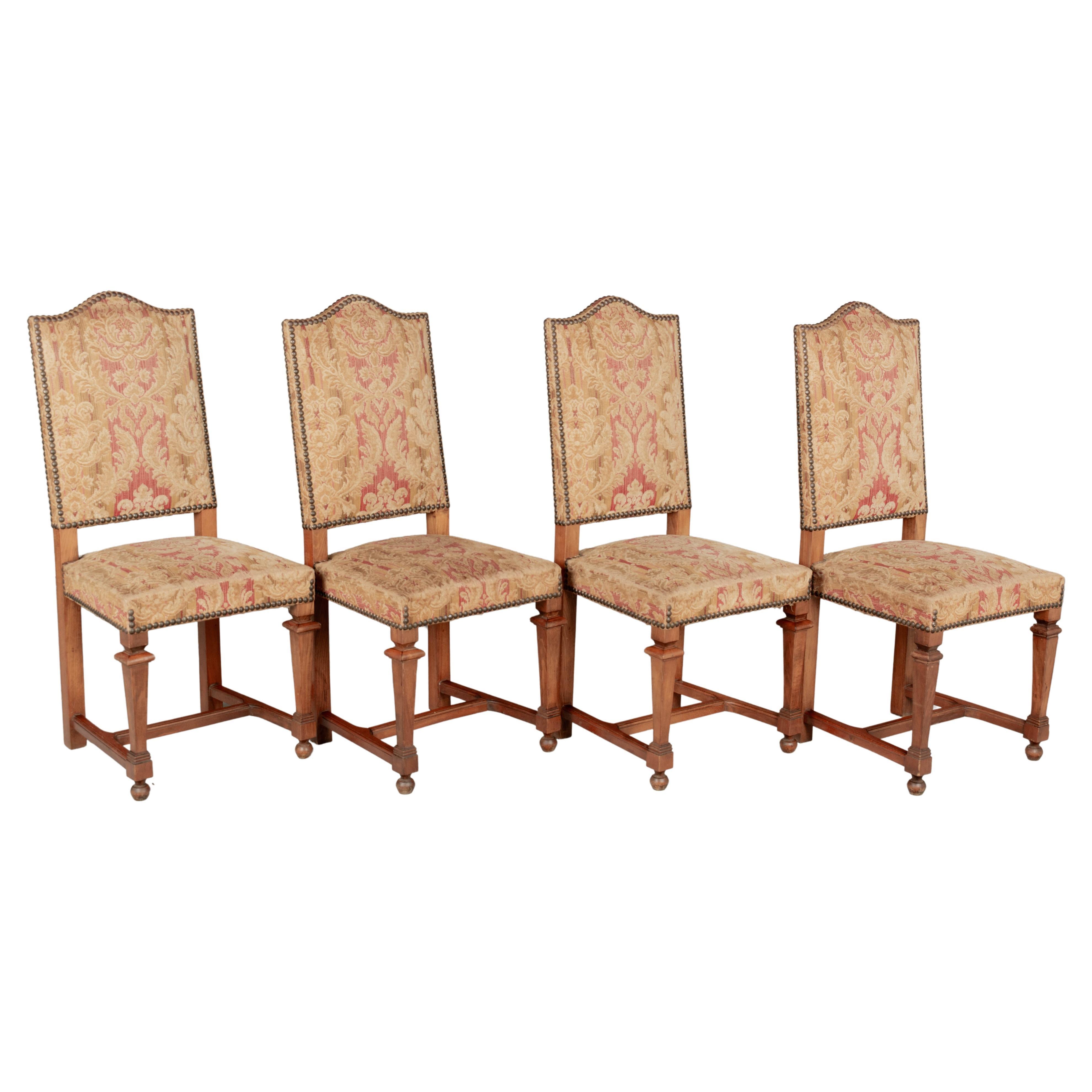 French Louis XIII Style Dining Chairs, Set of 4
