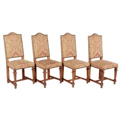 Vintage French Louis XIII Style Dining Chairs, Set of 4