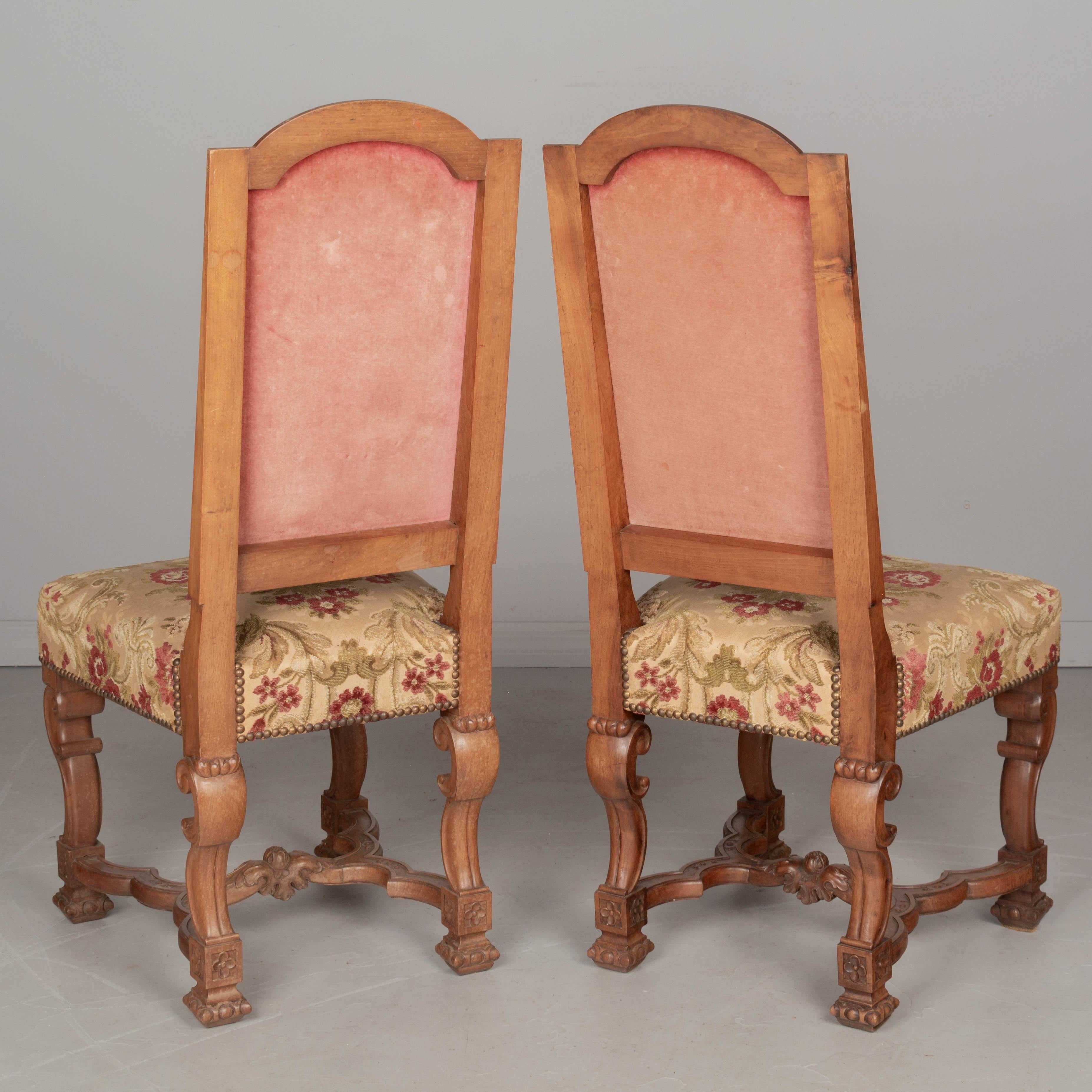 Hand-Carved French Louis XIII Style Dining Chairs, Set of 8 For Sale