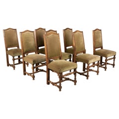 French Louis XIII Style Dining Chairs Set of 8