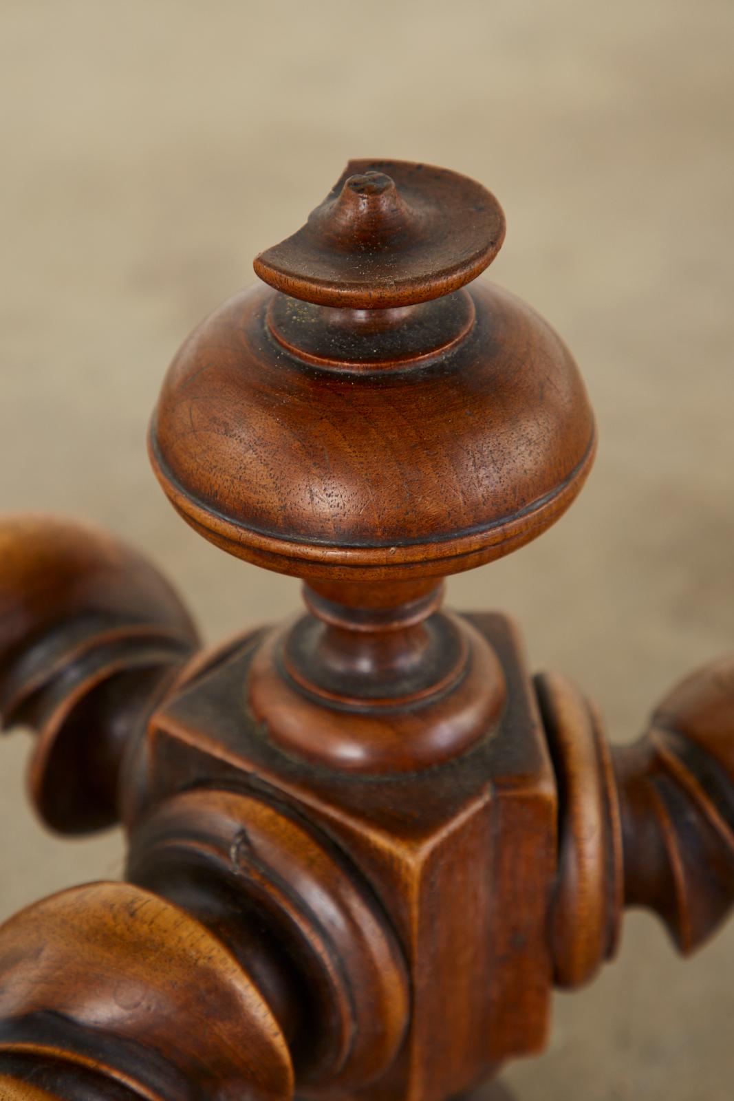 French Louis XIII Style Oak Barley Twist Library Table Desk For Sale 7