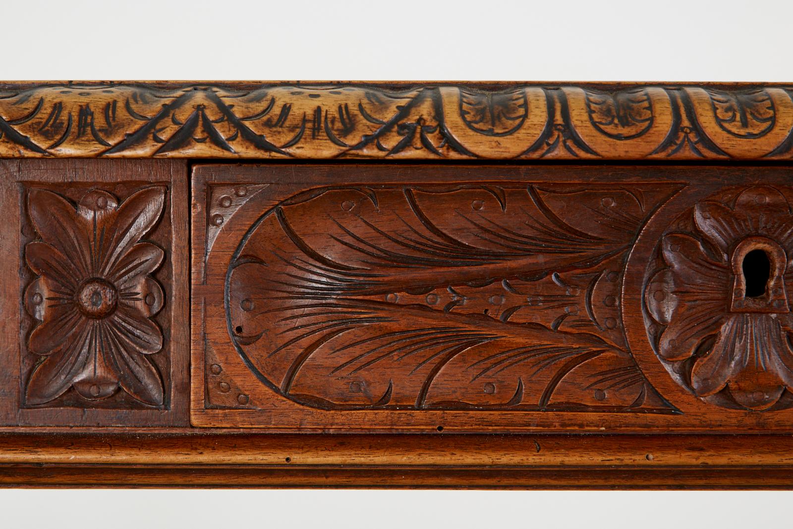 French Louis XIII Style Oak Barley Twist Library Table Desk For Sale 9
