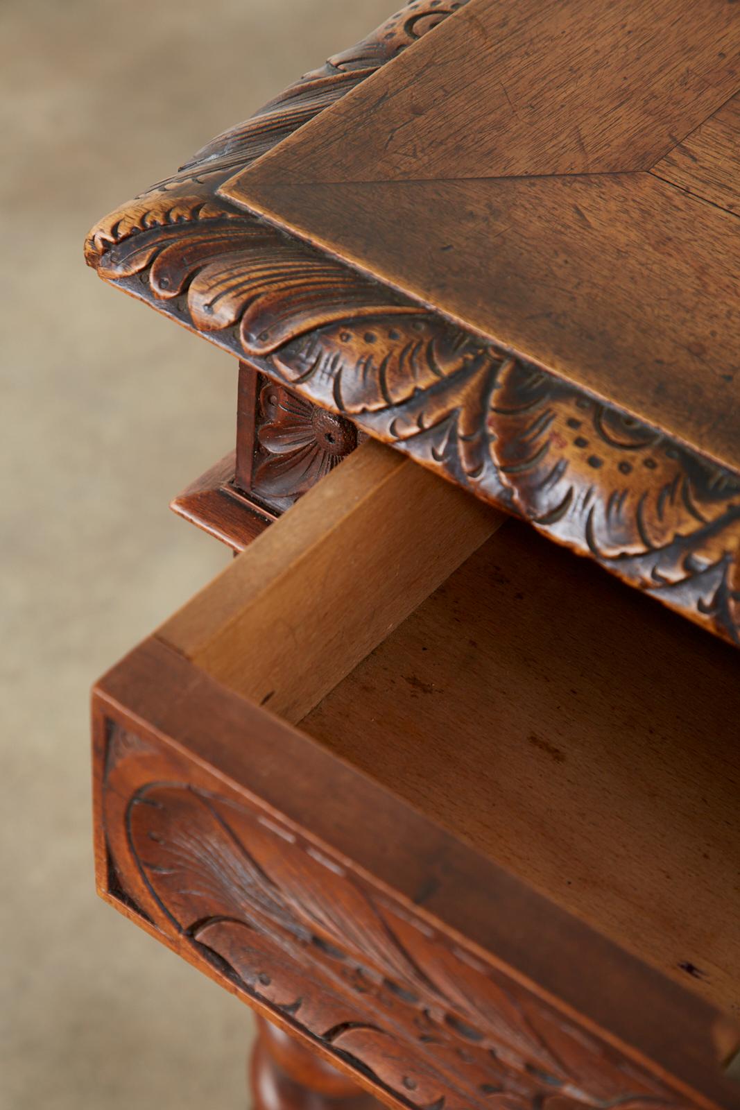 French Louis XIII Style Oak Barley Twist Library Table Desk For Sale 10