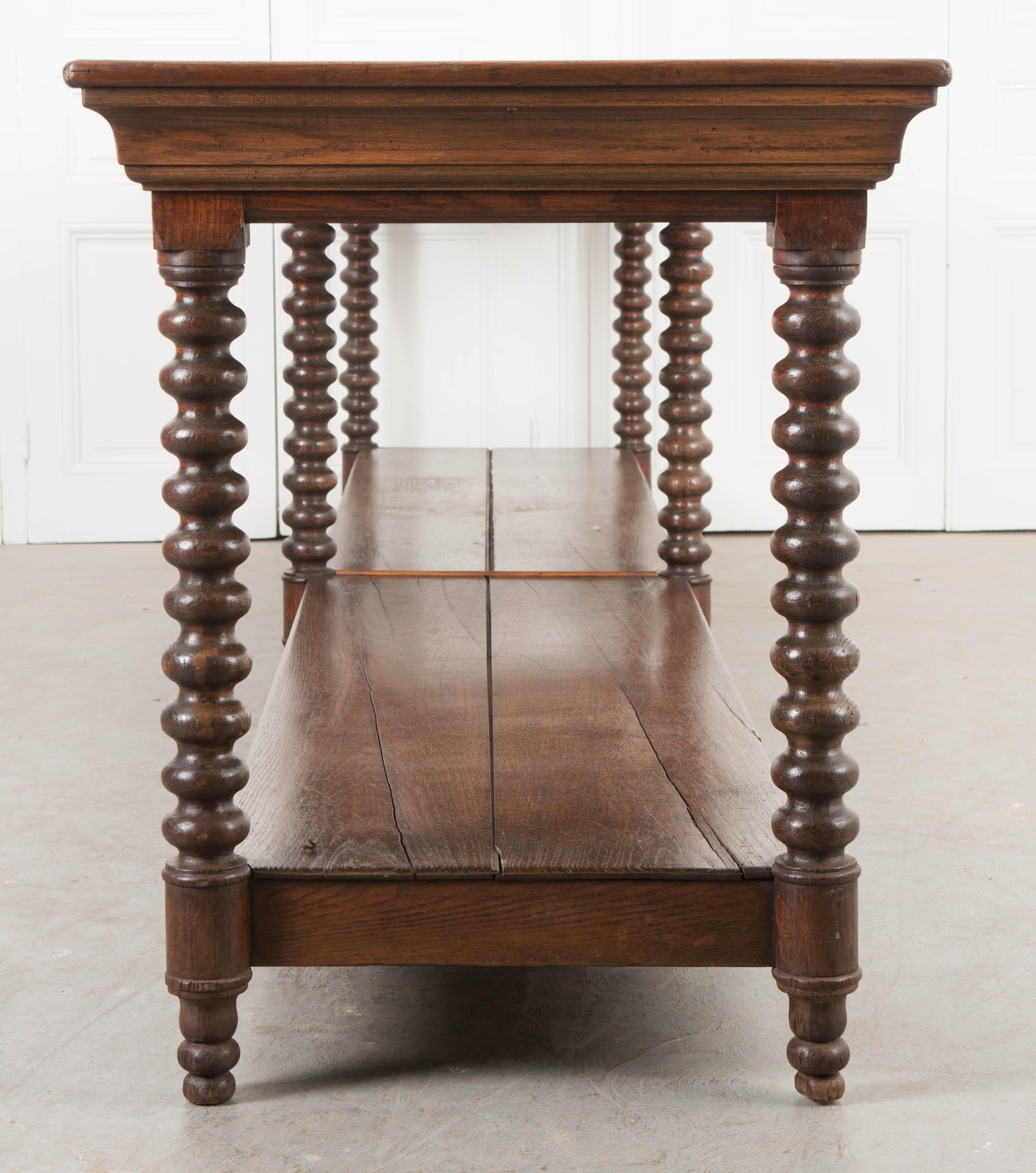French Louis XIII Style Oak Drapery Table 5