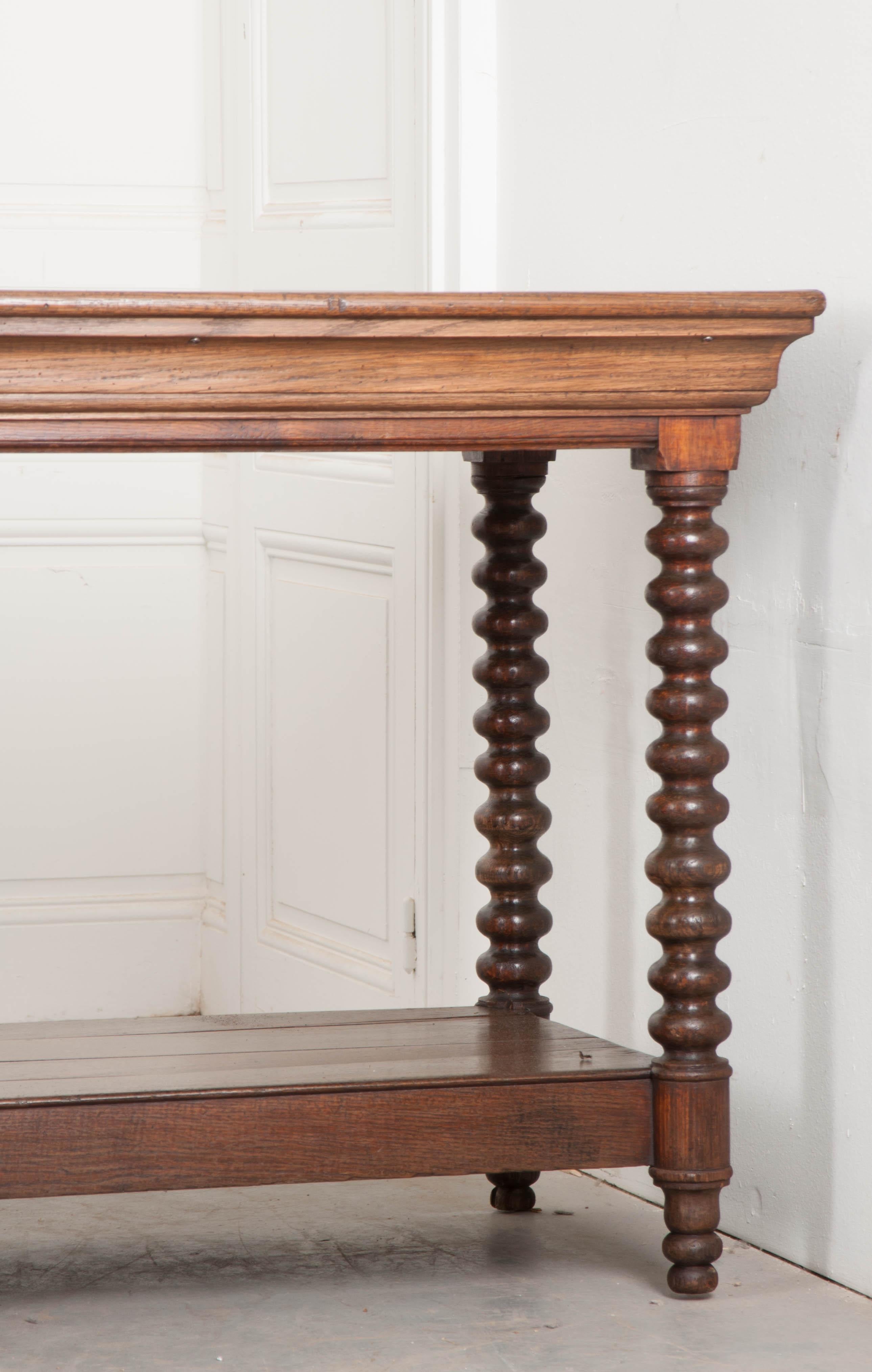 Carved French Louis XIII Style Oak Drapery Table