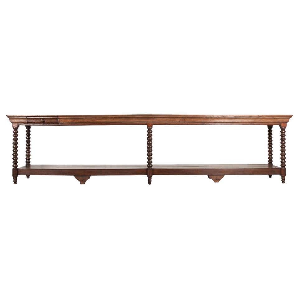 French Louis XIII Style Oak Drapery Table at 1stDibs