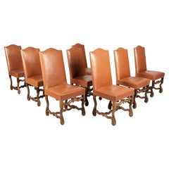 French Louis XIII Style Os de Mouton Dining Chairs, Set of 8