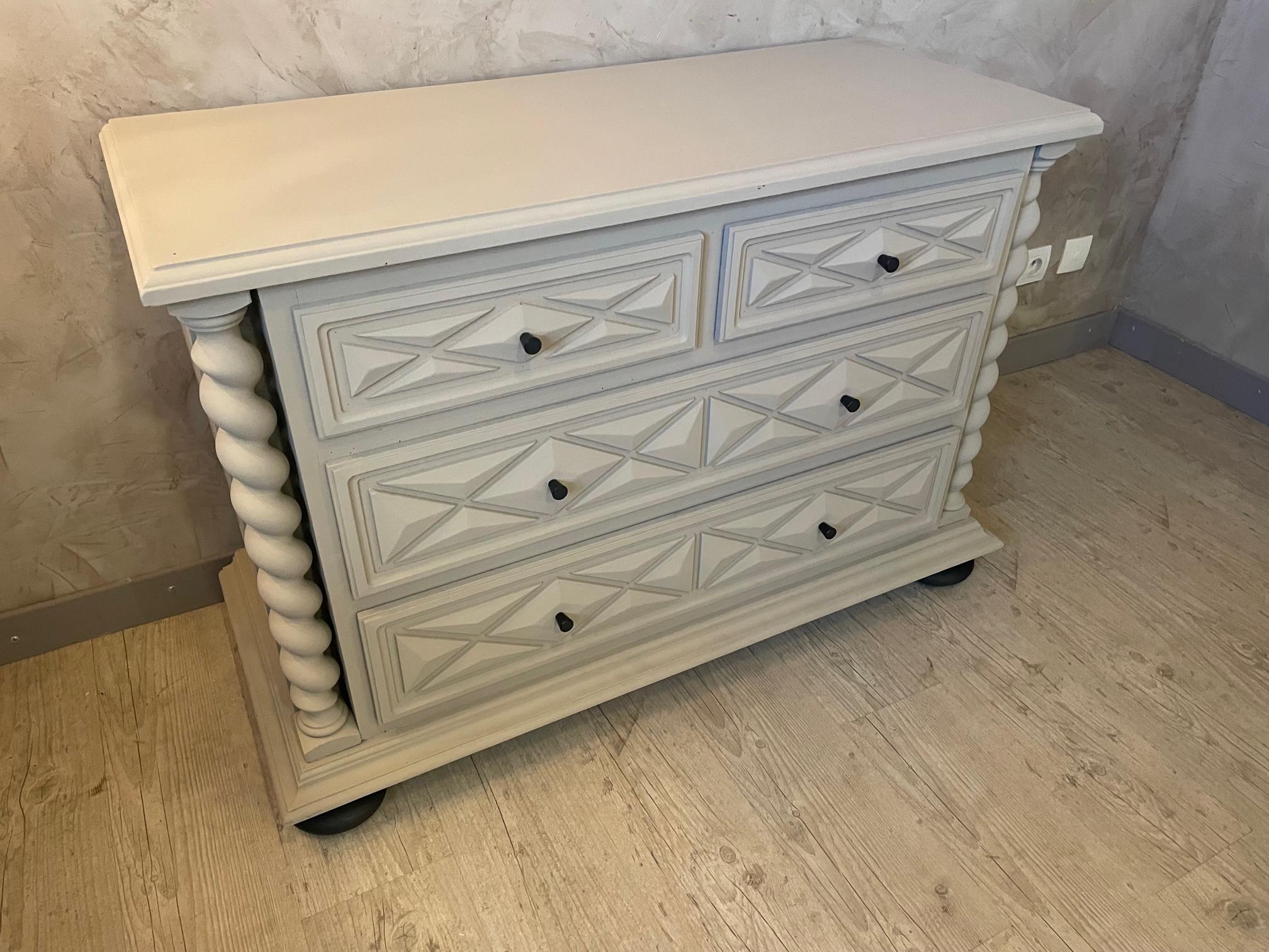 Mid-20th Century French Louis XIII Style Painted Chest of Drawers