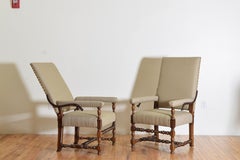 French Louis XIII Style Pair of Walnut Ratchet Chairs, 19th Century