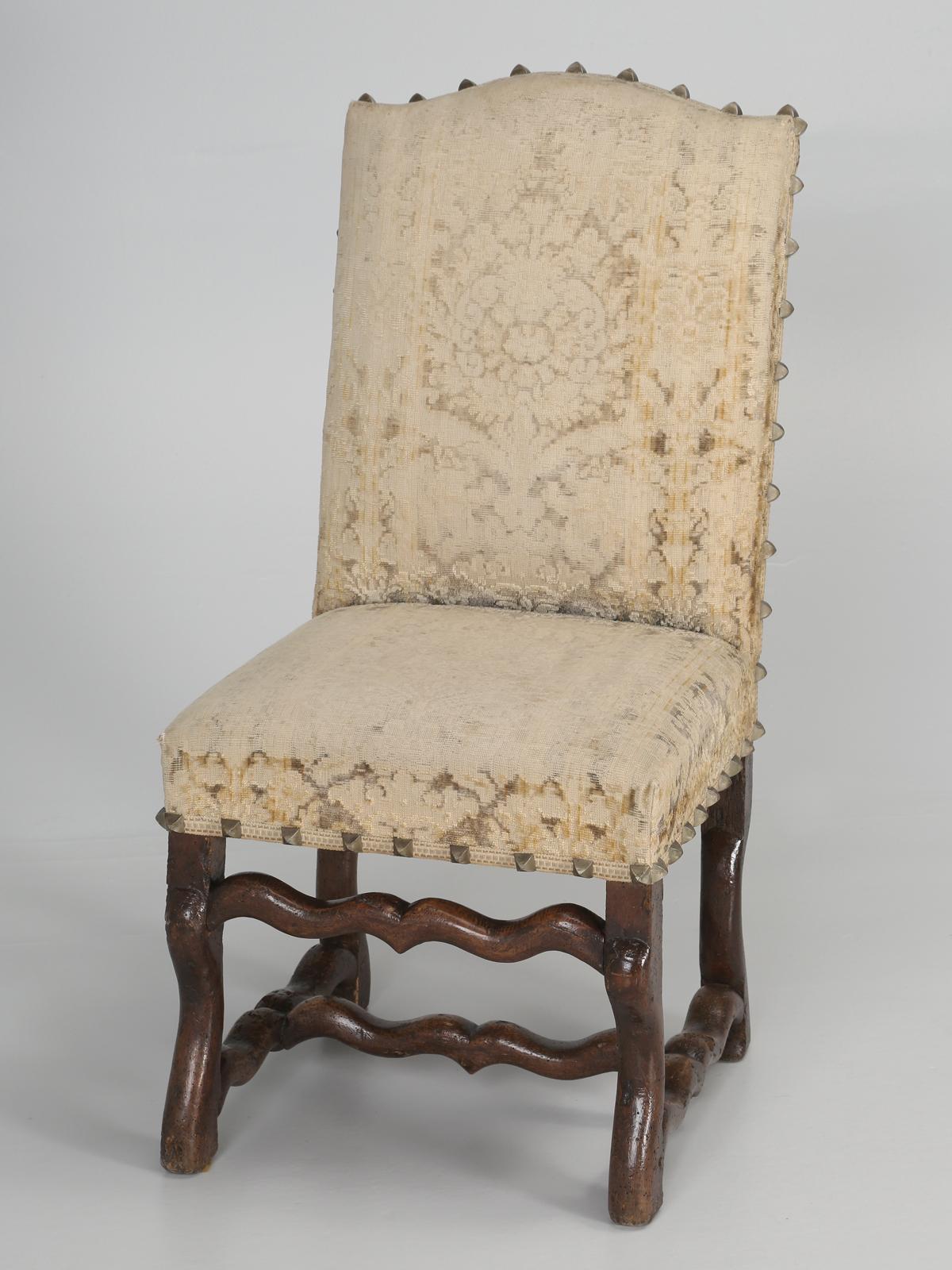 French Louis XIII Style Set '8' Dining Chairs Dating from 1700's in Old Chenille 11