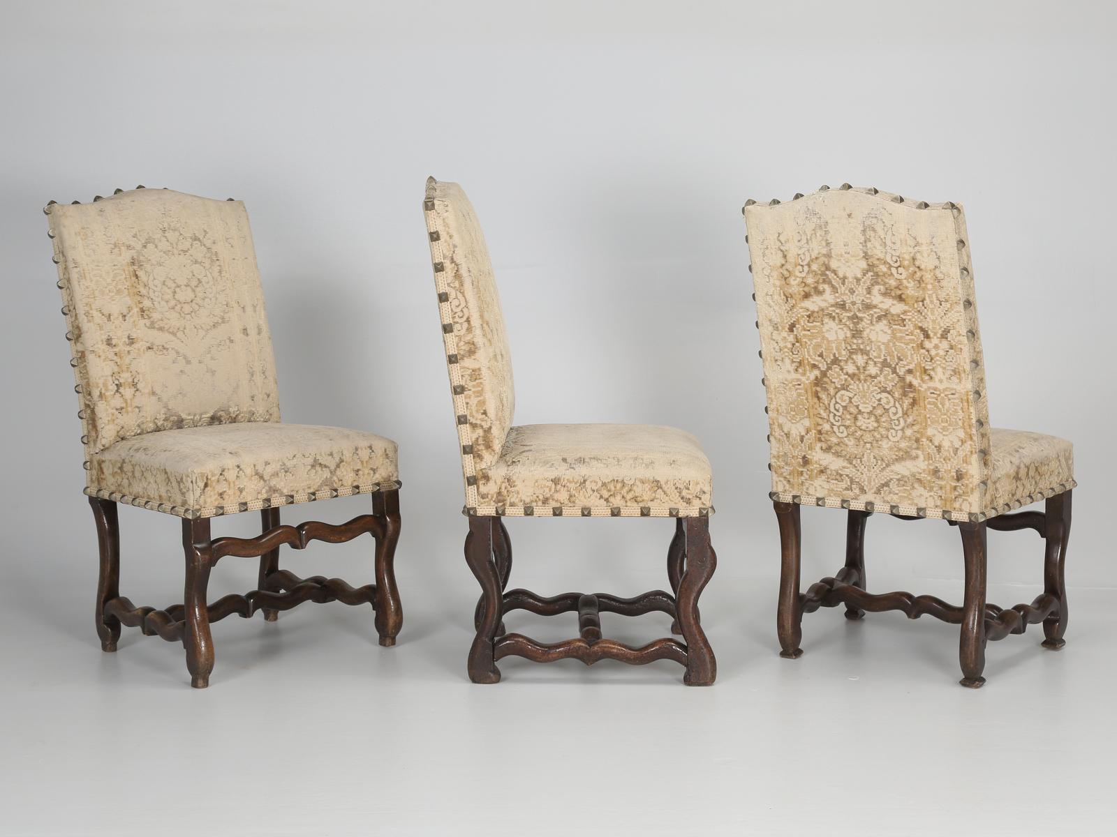 French Louis XIII Style Set '8' Dining Chairs Dating from 1700's in Old Chenille 12