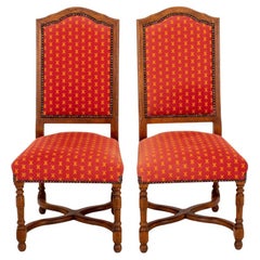 French Louis XIII Style Upholstered Side Chair, 2